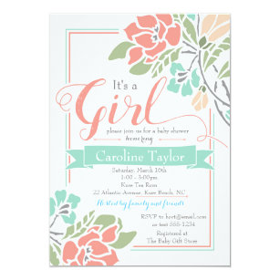 Coral And Teal Baby Shower Invitations 6