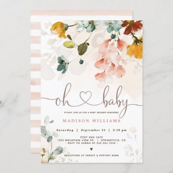 Floral Baby Shower Invitation  Pink Invite by Card_Stop at Zazzle