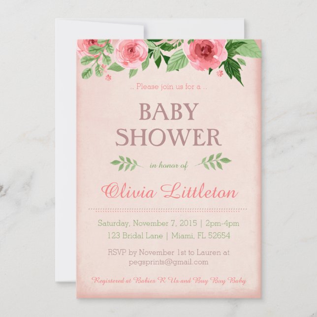 Floral Baby Shower Invitations - Floral Shower (Front)