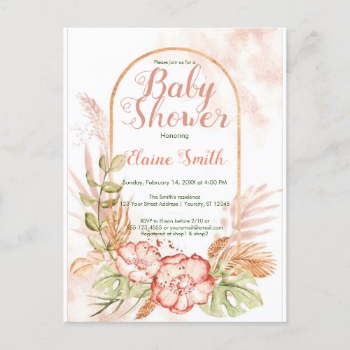 Floral baby shower invitations for her boho flower