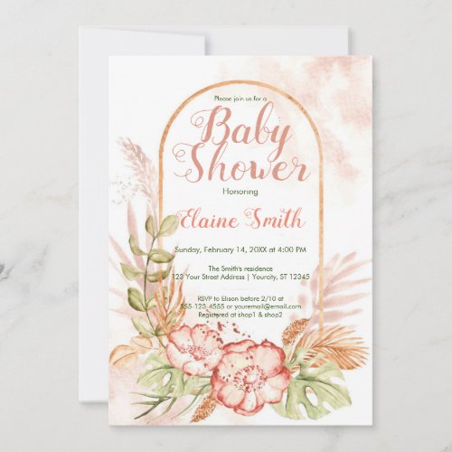 Floral baby shower invitations for her boho flower