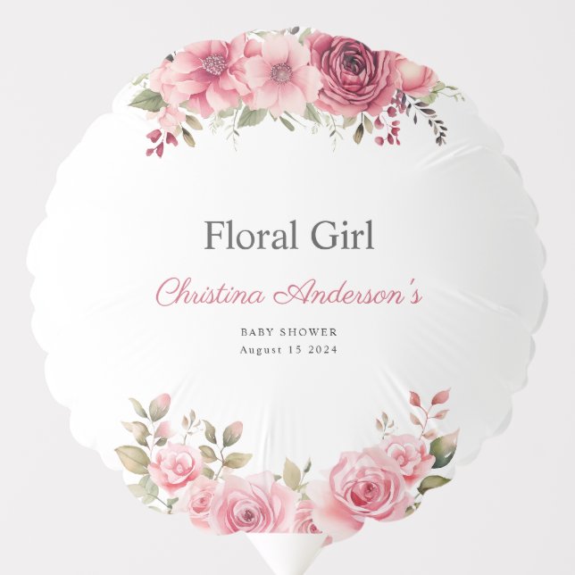 Floral Baby Shower Rose Colorful Balloon (Front)