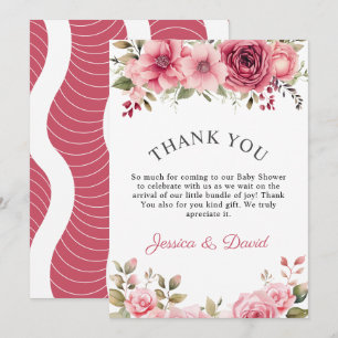 Floral Baby Shower Rose Colorful Thank You Card