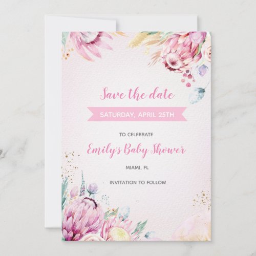 Floral baby shower save the date