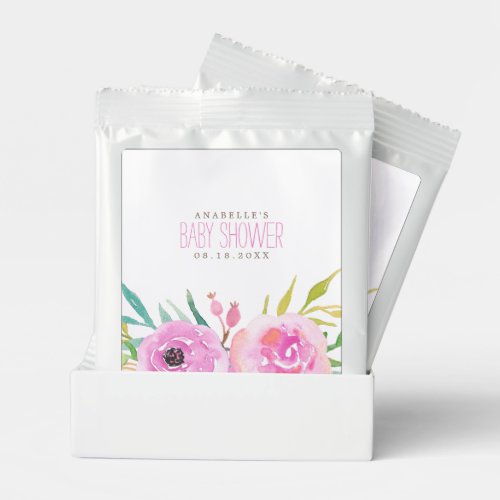 Floral Baby Shower Square Sticker Lemonade Drink Mix