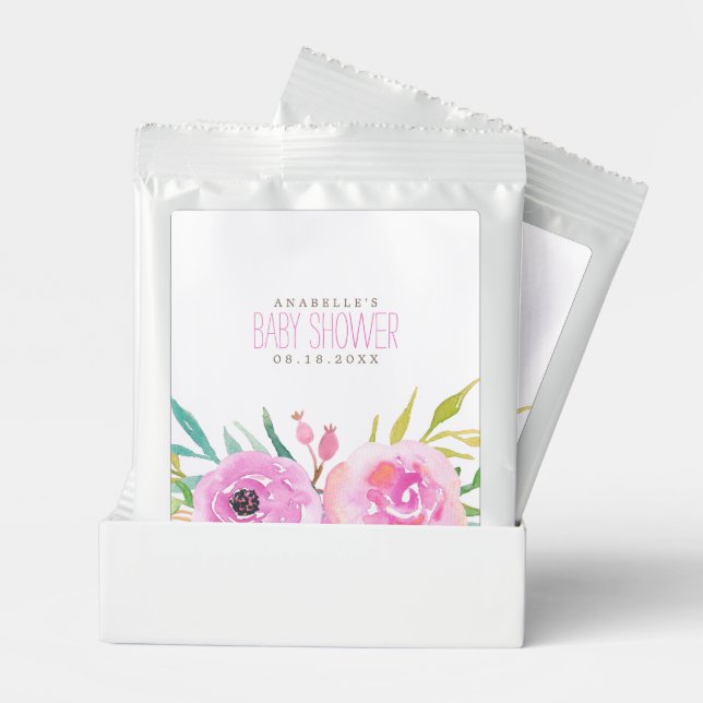 Floral Baby Shower Square Sticker Lemonade Drink Mix (Pair)