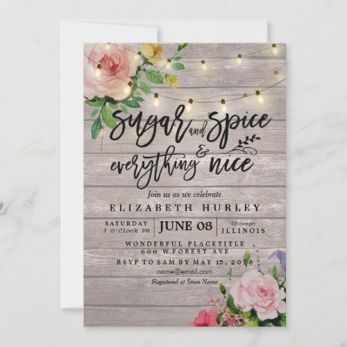 Floral Baby Shower Sugar  Spice  Everything Nice Invitation