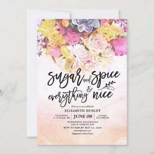 Floral Baby Shower Sugar  Spice  Everything Nice Invitation