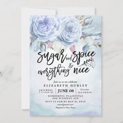 Floral Baby Shower Sugar  Spice  Everything Nice Invitation