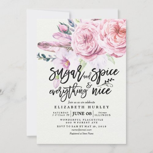 Floral Baby Shower Sugar  Spice  Everything Nice Invitation