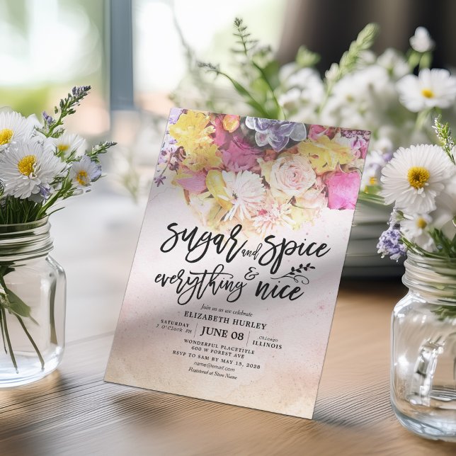 Floral Baby Shower Sugar & Spice & Everything Nice Invitation (Creator Uploaded)