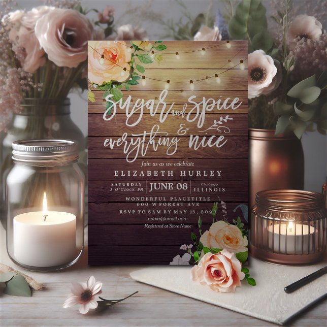 Floral Baby Shower Sugar & Spice & Everything Nice Invitation (Creator Uploaded)