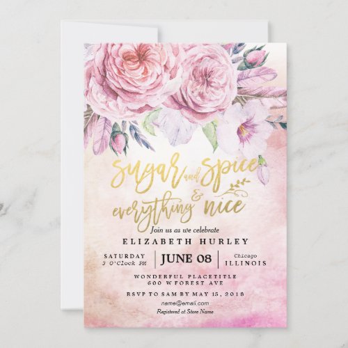 Floral Baby Shower Sugar  Spice  Everything Nice Invitation