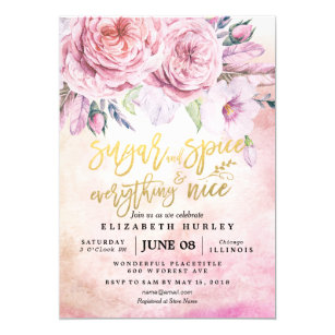 sugar and spice baby shower invitations