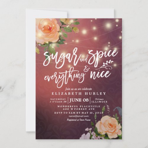 Floral Baby Shower Sugar  Spice  Everything Nice Invitation