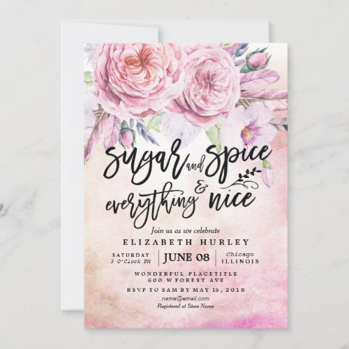 Floral Baby Shower Sugar  Spice  Everything Nice Invitation