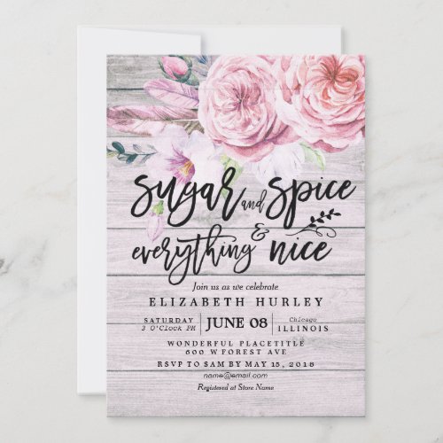 Floral Baby Shower Sugar  Spice  Everything Nice Invitation