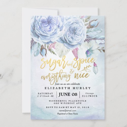 Floral Baby Shower Sugar  Spice  Everything Nice Invitation