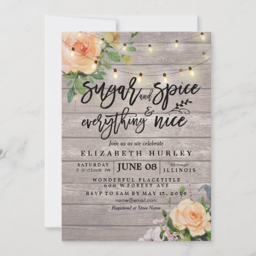 Floral Baby Shower Sugar  Spice  Everything Nice Invitation