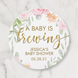 Floral baby shower tea party favor tags