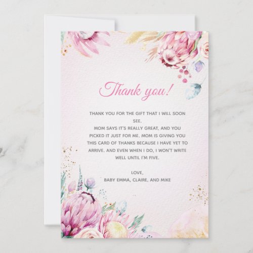 Floral Baby Shower Thank You Card