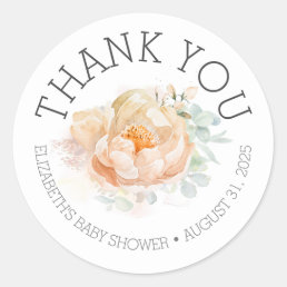 Floral Baby Shower Thank You Classic Round Sticker