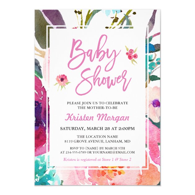 Floral Baby Shower | Watercolor Modern Botanical Invitation