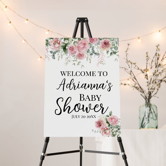 Floral Baby Shower Welcome Sign (In Situ (Stand))
