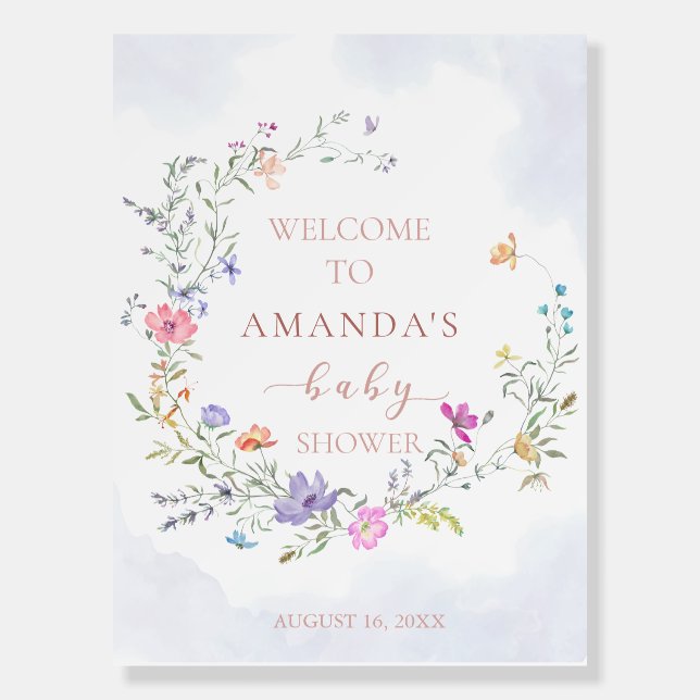 Floral Baby Shower Welcome Sign Foam Board (Front)