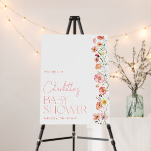 Floral Baby Shower Welcome Sign Poppy Wildflower