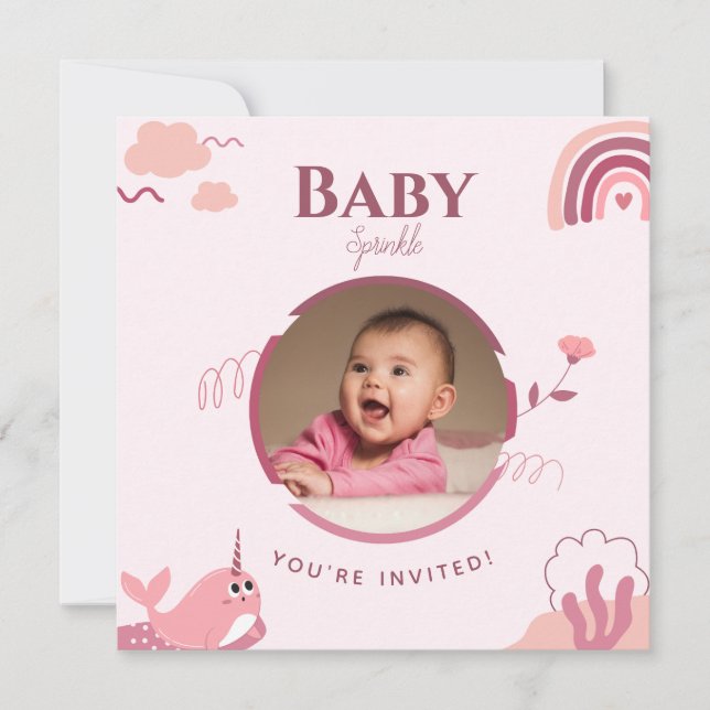 Floral Baby Sprinkle Customizable Invitation (Front)
