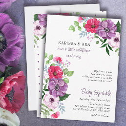 Floral Baby Sprinkle Purple Pink Flowers Invitation