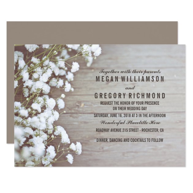 Floral - Baby's Breath Rustic Summer Wedding Invitation