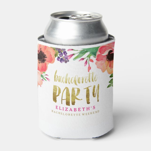FLORAL BACHELORETTE PARTY Can Cooler (Can Front)