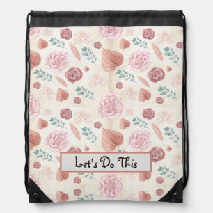 Floral Back To School Drawstring Bag