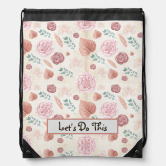 Floral Back To School Drawstring Bag