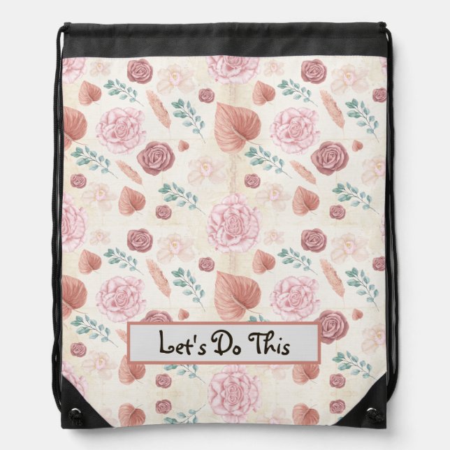 Floral Back To School Drawstring Bag (Front)