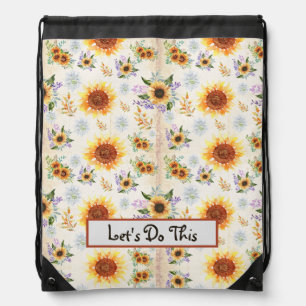 Floral Back To School Drawstring Bag