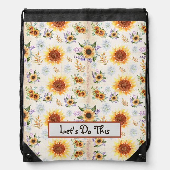 Floral Back To School Drawstring Bag (Front)