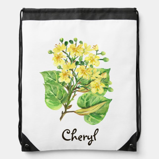 Floral Back To School Drawstring Bag (Front)