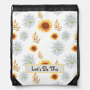 Floral Back To School Drawstring Bag