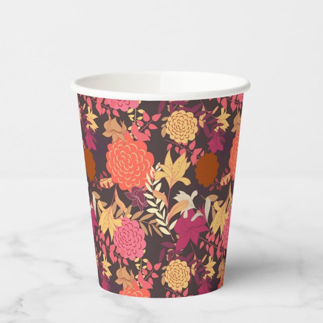Floral background 2 2 paper cups (Left)