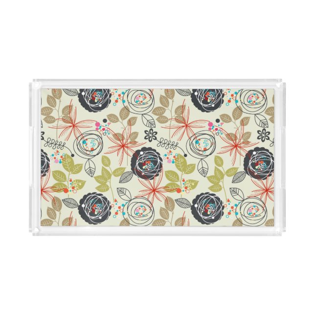 Floral background 2 acrylic tray (Front)