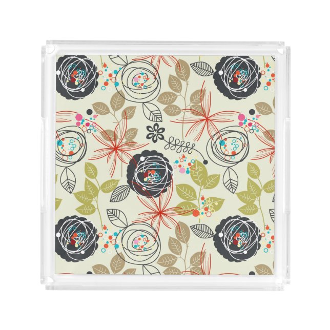 Floral background 2 acrylic tray (Front)