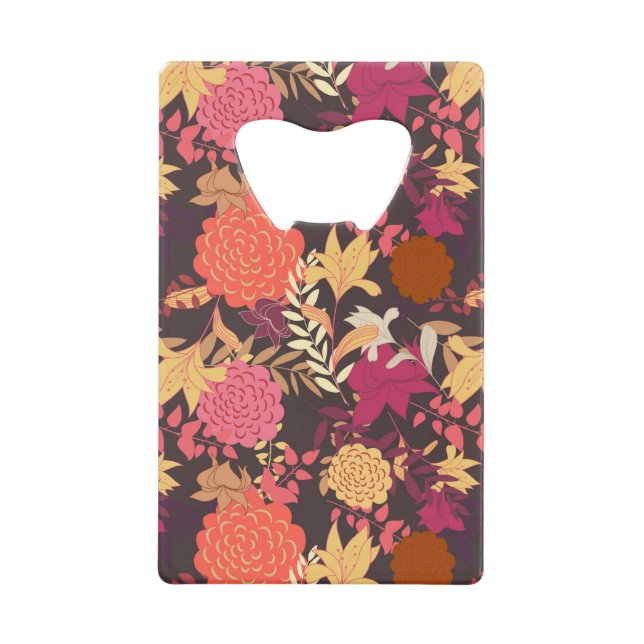 Floral background 2 credit card bottle opener (Front)