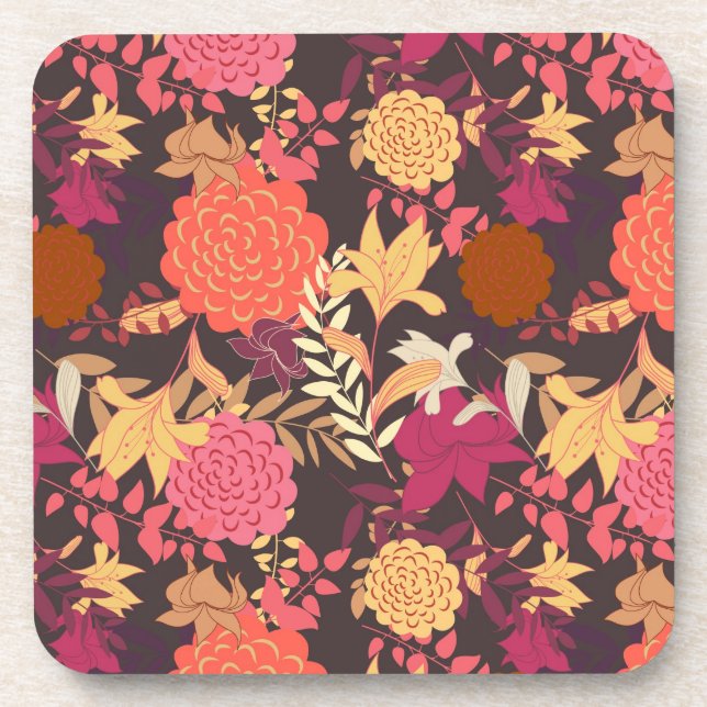 Floral background 2 drink coaster (Front)