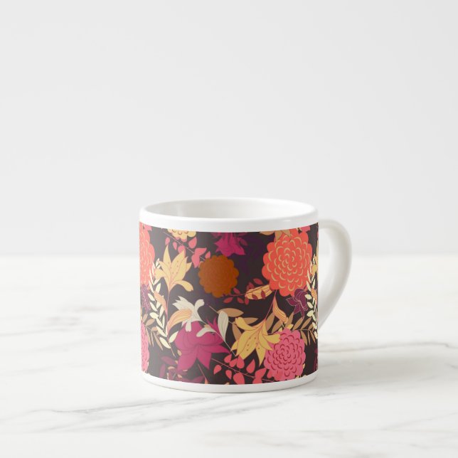 Floral background 2 espresso cup (Front Right)
