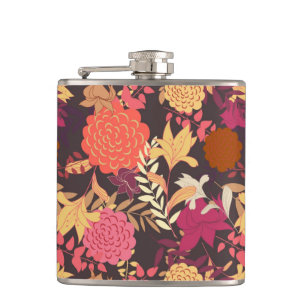 Floral background 2 hip flask