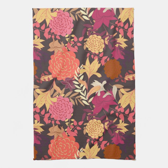 Floral background 2 kitchen towel (Vertical)