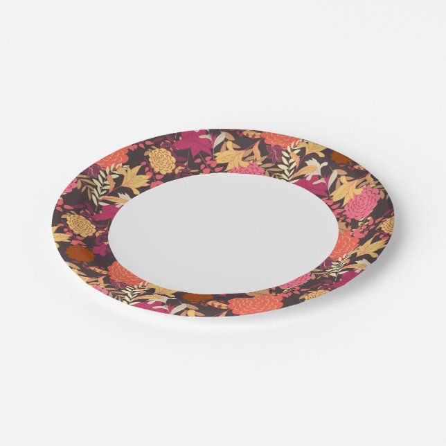 Floral background 2 paper plates (Angled)